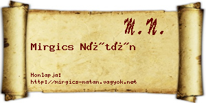 Mirgics Nátán névjegykártya